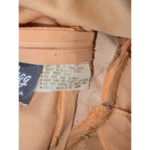 Vintage Edith Flagg Maxi Dress - Orange Floral Chiffon Kaftan Style - Size Small - Picture 7 of 9